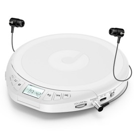 Gueray CD Player Portable Children's CD Player for Car Discman with Headphones LCD Display Support ASP PROG Memory Function Repeat Function Sound Effect White