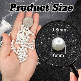 Toaob Glass Pearl Beads with Round White Mixed Sized Beads for Jewellery Making, 6 mm, 6 mm