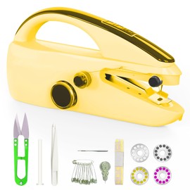 Handheld sewing machine, portable, mini sewing machine, easy to use, electric sewing machine，fast sewing speed, suitable for sewing clothes, fabric, DIY Home sewing machine for beginners（Orange）