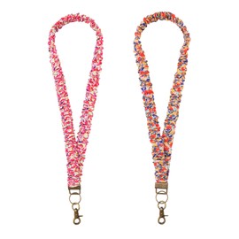 PFZYEXUD Stretchy Scrunchie Lanyard Retractable Lanyard for ID Badges Keys, Safety Breakaway Cute Neck Strap for Teachers, Professional Style for Work School Nursing 2-Pack