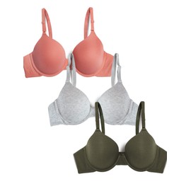 Fruit of the Loom Women's T-Shirt Bra, Desert Dusk/Grey Heather/Olive