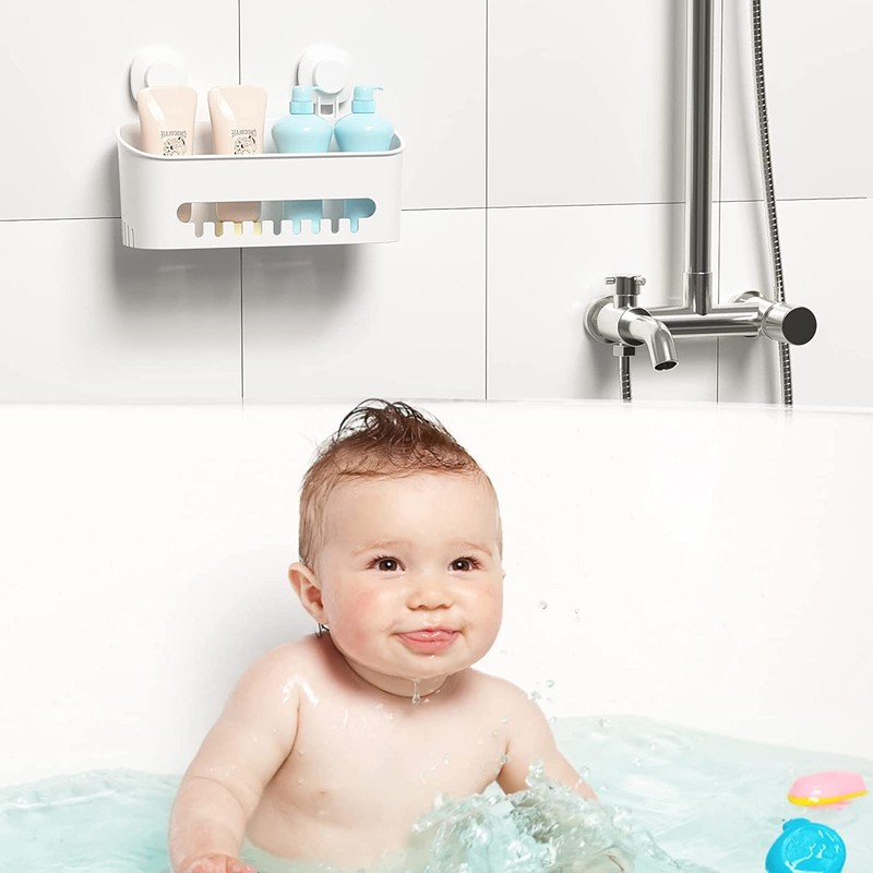 LUXEAR Suction Cup Shower Caddy - No Drilling Removable Shelf