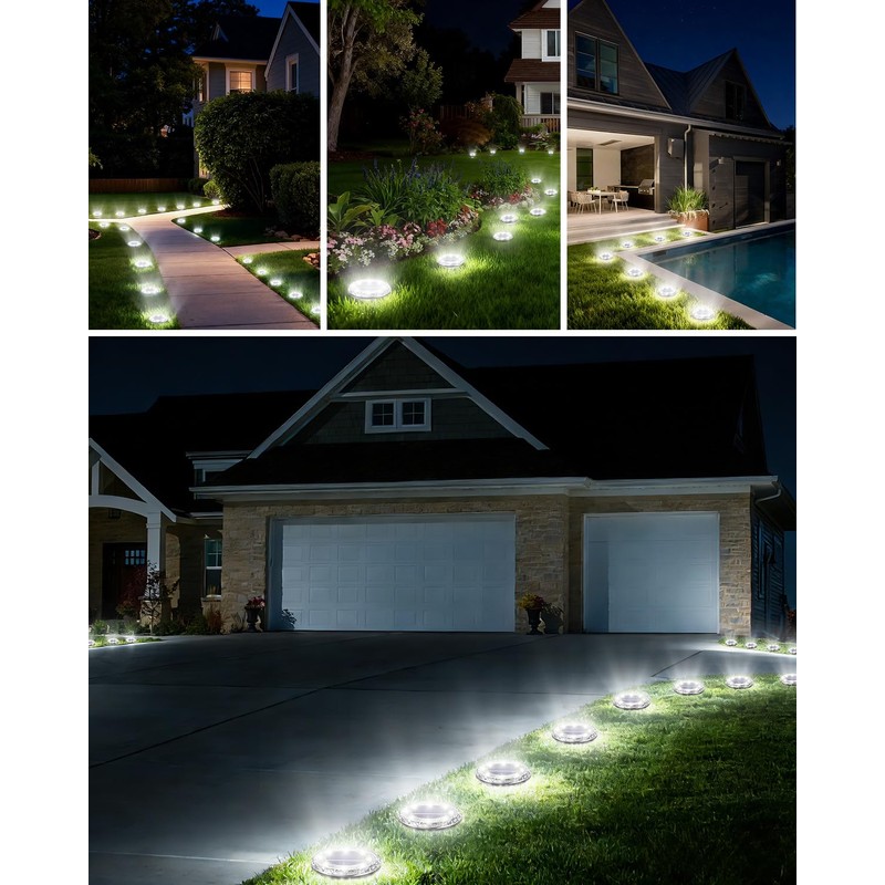 12 Pack Mini Solar Powered Ground Lights, Bright LED Solar