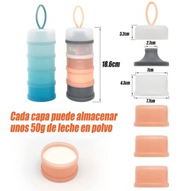 Dispensador de Leche en Polvo, Almacenador Portátil de Leche En Polvo Dispensador Leche en Polvo, Portátil Dosificador Leche en Polvo, Contenedor de almacenamiento de viaje (Azul Rosa)
