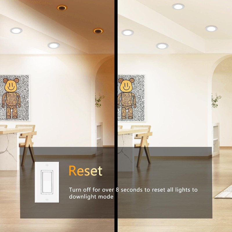 CycevSun Recessed Lighting 4 Inch with Night Light, Dimmable 5CCT