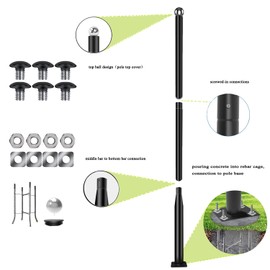 iFvBey Street Light Pole 10ft Tall - Black Outdoor Adjustable Metal Street Lamp Post for Lights with Mounting Rebar Cage
