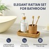 MaisoNovo Rattan Bathroom Set - Clear Countertop Dispenser, Toothbrush Holder