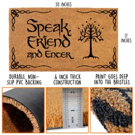 MAINEVENT Speak Friend and Enter Doormat 30x17 Inch, Trilogy Merchandise Welcome Mat for Covered Outdoor, Fan Gift, Fantasy Decor, Front Door Nerd Gift, Geek Decor, Nerdy Door Mat