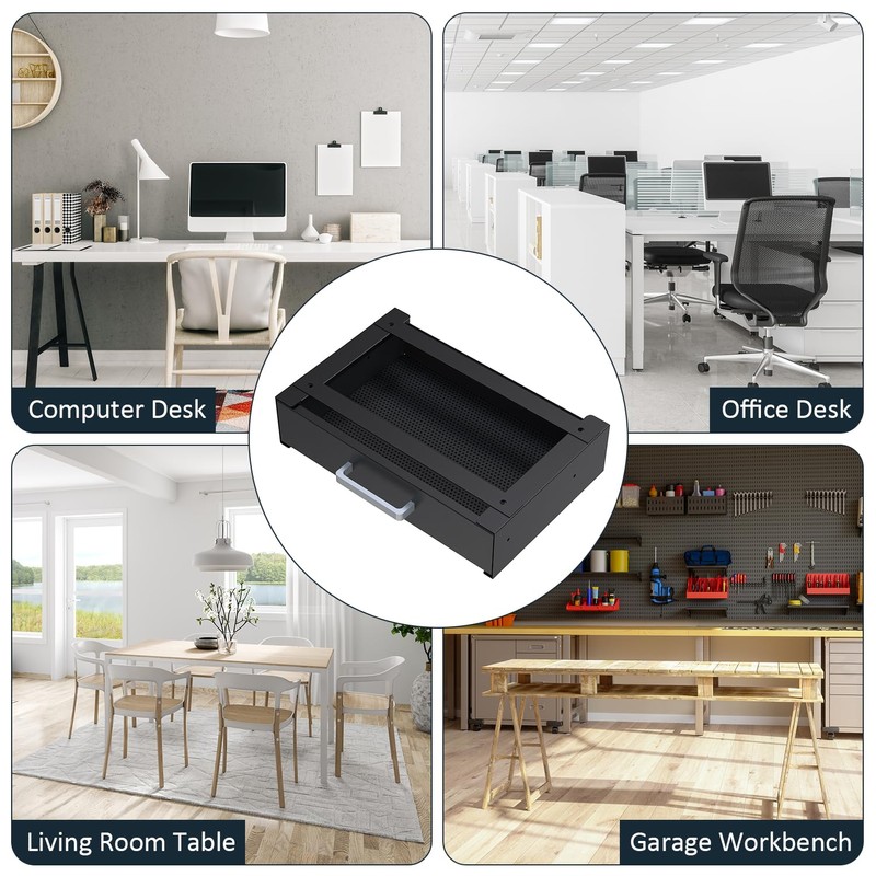 UNITEDPOWER Under Desk Drawer Storage, Pull-Out Office Hidden Counter Drawer,