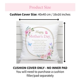 Mother’s Day Cushion Gifts for Mother’s Day, Cushion Cover, Throw Pillow Cover, Thoughtful Gifts for Mum from Daughter, Son, Sentimental Verse, Butterflies, Flowers