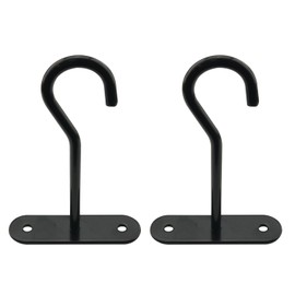 WELWIK 2PCS Ceiling Hook Coat Rack Wall Hanger Black Hook Hanging Basket Hook 4 Inch Outdoor Hanging Basket Hook for Hanging Plant Bird Feeder Lantern Flower Pot and Wind Chime
