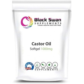 Black Swan Castor Oil 1000mg Softgel - Hormonal Balance and Healthy Hair - Intestinal Health, Constipation Castor Oil Supplement – UK Made (60 softgels)