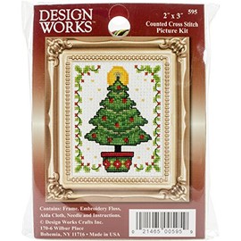 Tobin Christmas Tree Ornament Counted Cross Stitch Kit, 2-Inch x 3-Inch