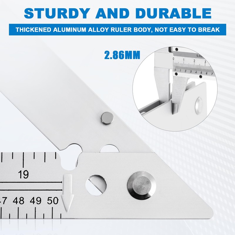 Meticuloso Folding Triangle Ruler 48inchs, Aluminum Framing Square Carpentry Squares