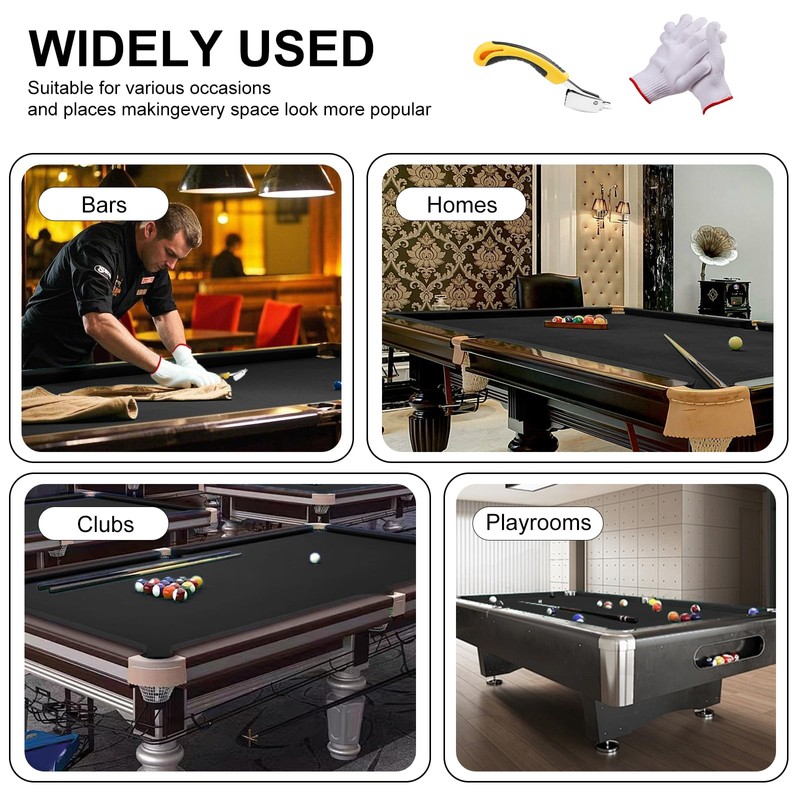 Pool Table Felt,8.53'/ 9' Billiard Cloth with 6 Pcs Cloth