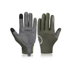 INBIKE Cycling Gloves Men Women Thin Fleece Touchscreen Padded Bike Gloves for Running Driving Biking Hiking Green Large