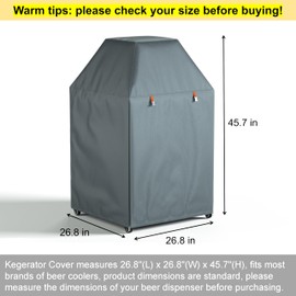 Kegerator Cover,Beer Dispenser Cover With 600D Waterproof Oxford Fabric for Protecting Outdoor or Indoor Beer Tower Dust Cover , 26.8x26.8x45.7 Inches