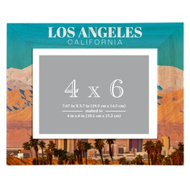 R and R Imports Los Angeles California Design A Souvenir Wooden Photo Frame Matted 4 x 6 Inch Single