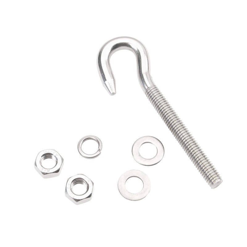Rrina 8Pcs M8 Hook Bolt 304 Stainless Steel Eye Ring