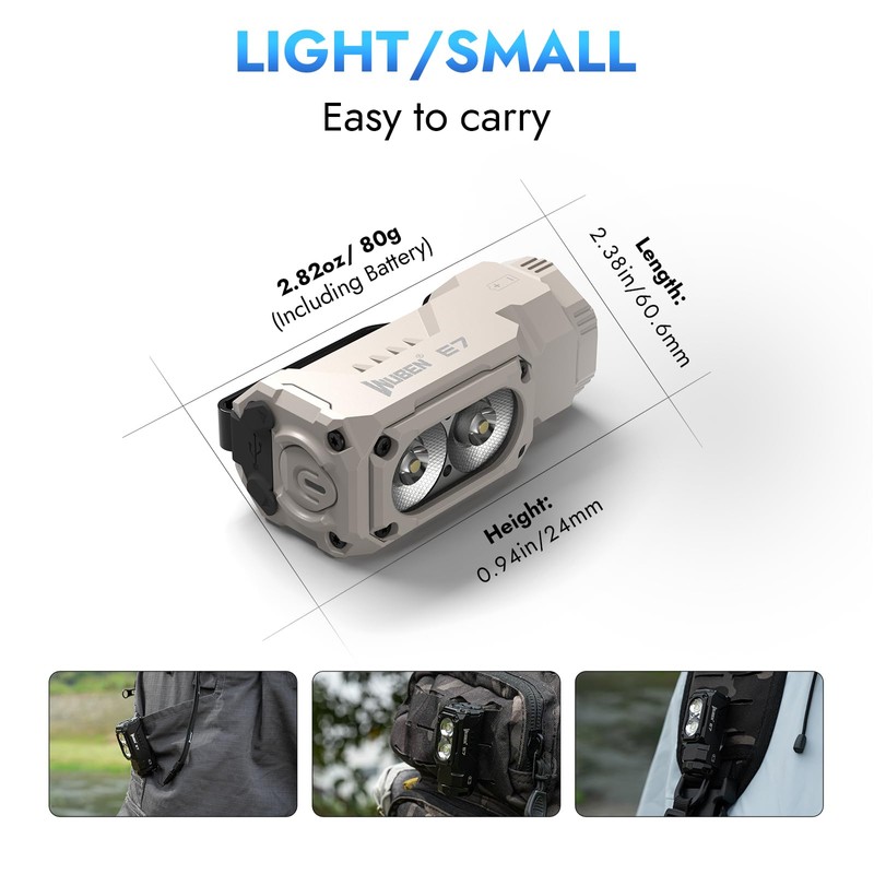 WUBEN E7 1800 Lumen Rechargeable Mini Flashlight with Magnet -