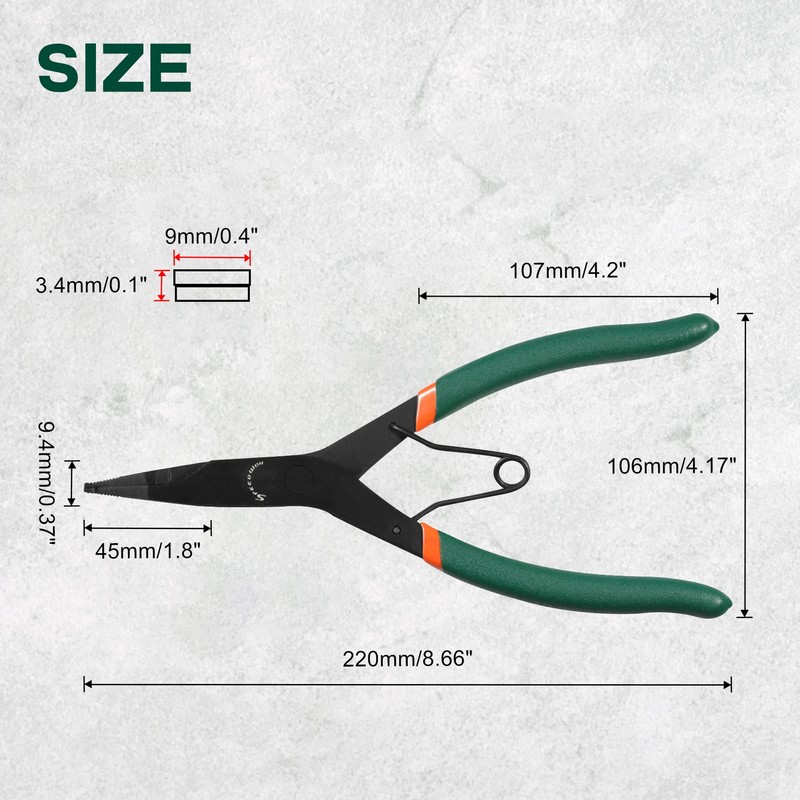 SPEEDWOX 9 inch Angle Tip Lock Ring Pliers for Transmission,