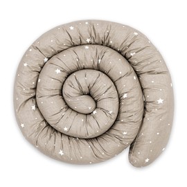 Totsy Baby Side Sleeper Pillow, Body Pillow, Long Bed Roll, Neck Roll Pillow, 200 cm, Cotton Waffle Fabric, Beige with White Stars