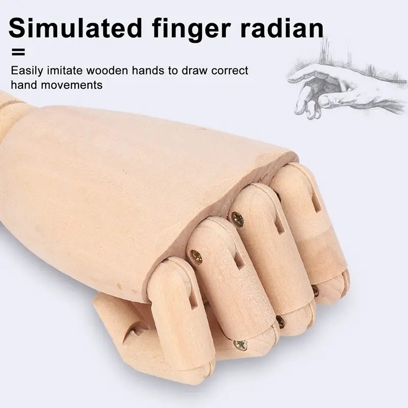 Modelo De Mano Derecha, Articulado, De Madera, De 18x6 Cm