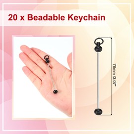 PATIKIL 20 Stück Perlen-Schlüsselanhänger-Stangen, Metall-Perlen, Schlüsselanhänger-Rohlinge, Großpackung für Anhänger, DIY, Kunst, Handwerk, Schwarz, 14.8x3cm