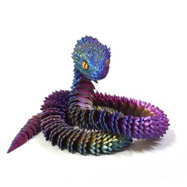FOLANDO Luminous 3D Printed Snake, 40 cm Viper Figure Luminous Full Articulated Dragon Flexible Joints Home Decor Executive Desk Decoration Office Decor Crystal Dragon Gift (White/Glow in Dark)