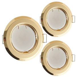 HCFEI Flat LED Recessed Spotlight Ultra Flat Gold Coloured Round with LED Spot Module 230 V I 3 W 320 Lumen I 120° Beam Angle I Dimmable I 53-70 mm Installation Hole I Recessed Light Round (3 - Warm