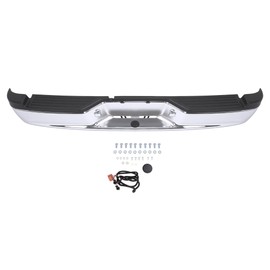 KUAFU Rear Step Bumper Assembly Compatible with 2005-2011 Dodge Ram Dakota 2006-2009 Mitsubishi Raider Replacement for 55077653AE CH1103113 W/Step pad W/Lights Steel & Plastic Powder Coated+Chrome