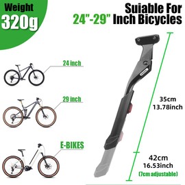 RBRL Bike Kickstand 40mm Hole Pitch Anti-slip Adjustable Bike Stand Kick Universal Aluminium Alloy Durable Bicycle Stand for 24"-29" Ebike/Mounatin Bike/Road Bike