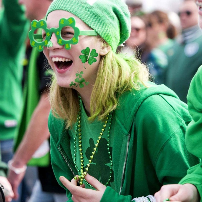 St. Patrick's Day Shamrock Temporary Tattoos, Waterproof Body Face Stickers