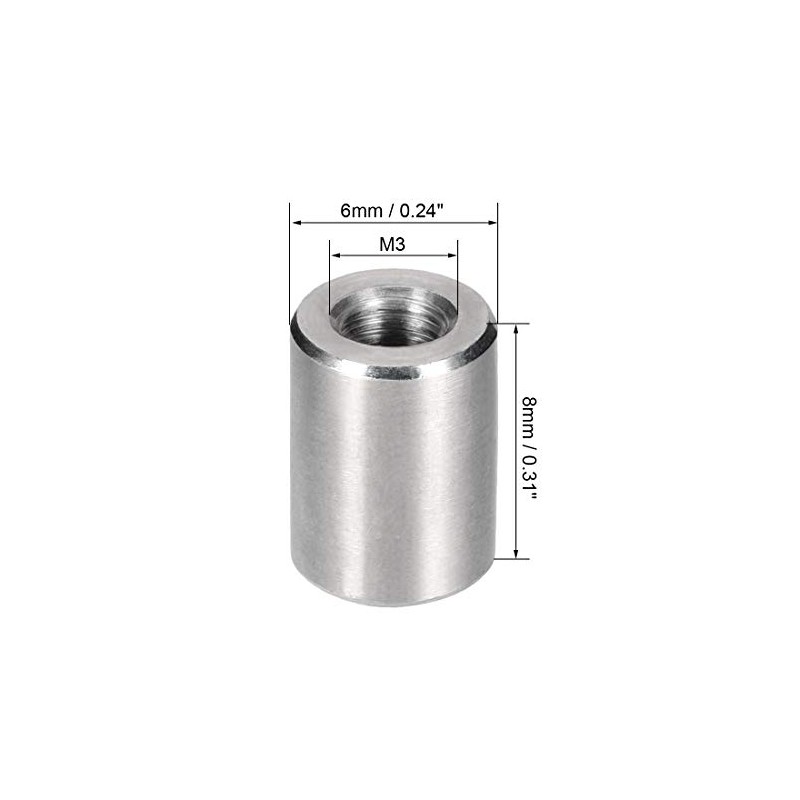 sourcing map M3 Round Connector Nuts, 304 Stainless Steel Coupling