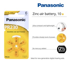 Panasonic Hearing Aid Batteries Zinc Air Size 10 (300 Batteries)