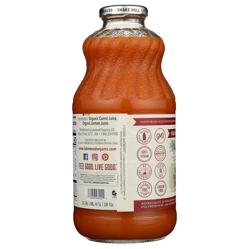 Lakewood Organic Fresh Pressed Pure Carrot -- (1 X 32