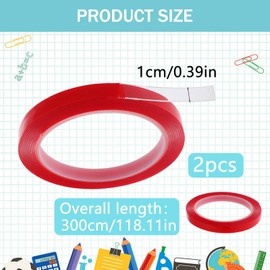 Aeaocvo 2 Rolls Nail Art Tape, 98FT Double Sided Tape Nails, Waterproof Removable Traceless Clear Mounting Tape, Press on Nail Supplies for Nail Tips Colors Designs Showcase