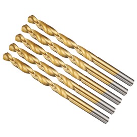METALLIXITY Drill Bit (9/32") 5Pcs, 4241 High-Speed Steel Straight Shank Titanium Nitride (TiN) Coated 118° for Wood Plastic Iron Copper Aluminum Low Soft Metal