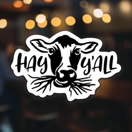 Hay Y'all Cow Calf Vinyl Decal Sticker | Cars Trucks Vans SUVs Walls Cups Laptops | 5 Inch (Black)