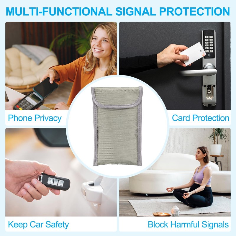 2 Pack Faraday Bags, 6.5 Inch Signal Blocking Key Pouch