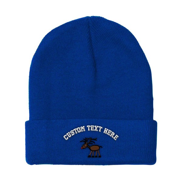 Custom Beanies for Men Christmas Reindeer A Embroidery Christmas Funny