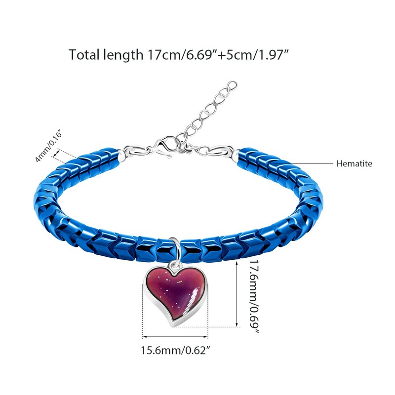 A Pair of Gear-shape Hematite Bracelets with Color Changing Thermo