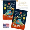 New Year Happy Place Garden House Flags Kit Clock Countdown