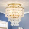 GlowEasely Modern Capiz Shell Chandelier Ceiling Light, Costal Design Close
