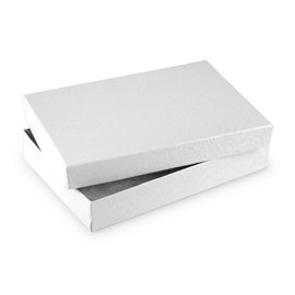 10 Pack Swirl While Cotton Filled Color Paper Cardboard Jewelry Necklace, Bracelet, Bangle, Watches Presentation, Retail Display, Packaging Boxes. Size- 5.25" X 3.75" X 1" by R J Displays