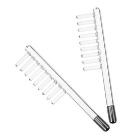 FRCOLOR 2 x Accessories for Electrotherapy Devices, High Frequency Comb, Electrode Rod, High Frequency Face Stick, Electric Comb, Hair, Magic Wand, Transparent