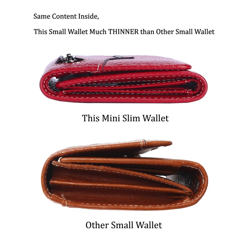 AINIMOER Small Leather Wallet for Women, Slim Compact Credit Card