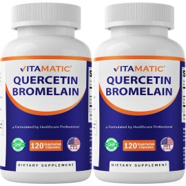 Vitamatic Quercetin with Bromelain – 120 Vegetarian Capsules - 2 Pack