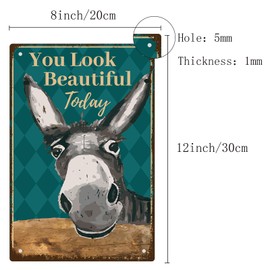 CREATCABIN Donkey Vintage Tin Signs You Look Beautiful Today Retro Garage Tin Signs Garage Signs Men Decor Accessories for Wall Kitchen Coffee Home Bathroom Vintage Sign Gifts 20 x 30 cm