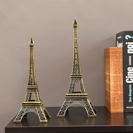 Vroxdrez Paris Eiffel Tower, Metal Craft Architecture Model, Artistic Landmark in Antique Bronze Look, Collector's Figure, Model Component & Souvenir with Artistic Flair for Home and Office (15 cm)